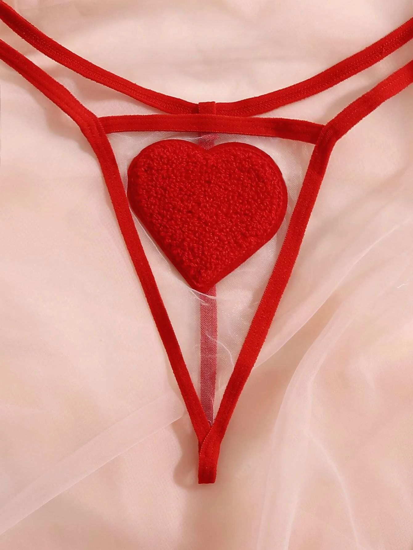 ensemble de lingerie en tulle à applique cœur – Image 3