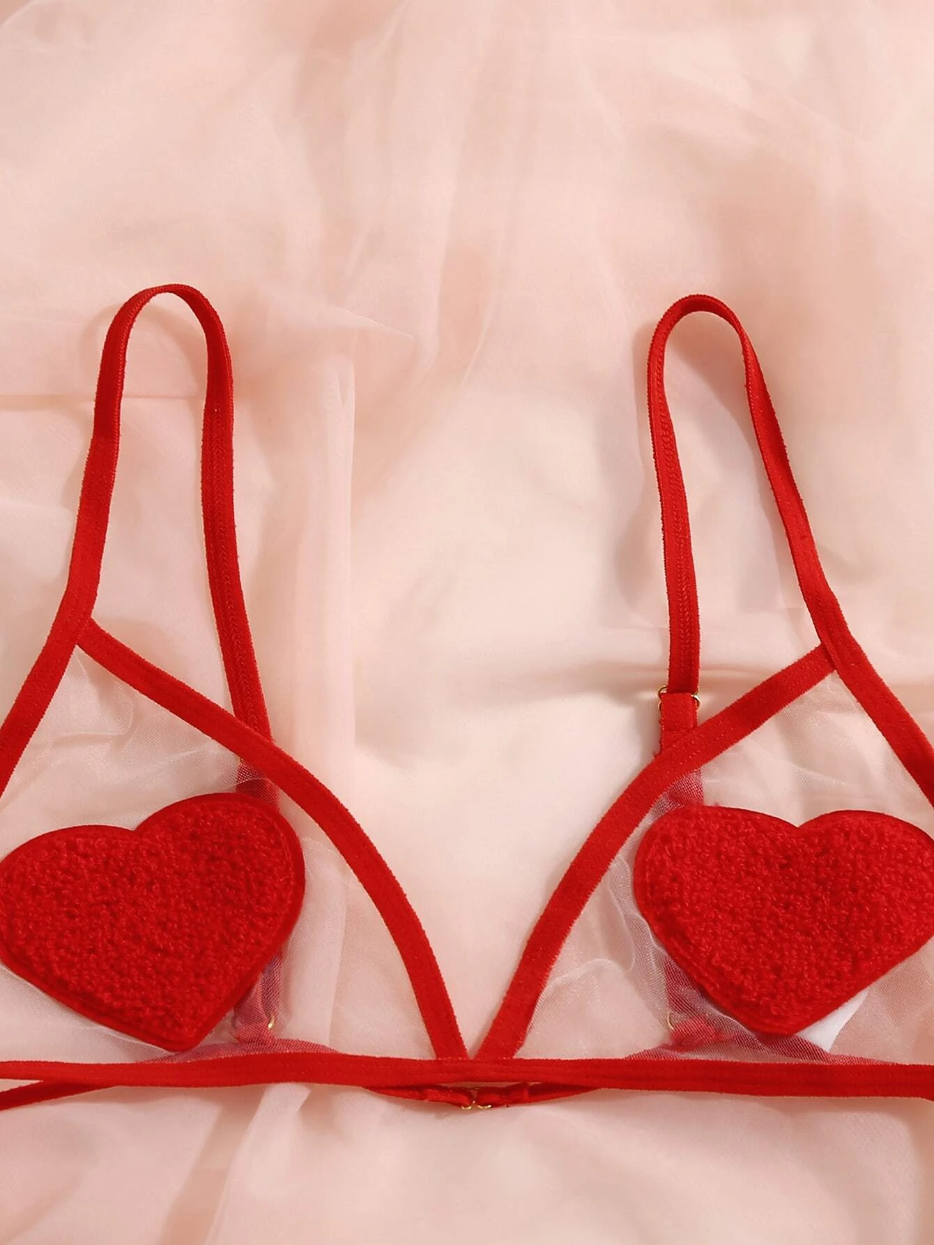ensemble de lingerie en tulle à applique cœur – Image 5
