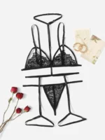 3 pièces ensemble de lingerie en dentelle  jarretière
