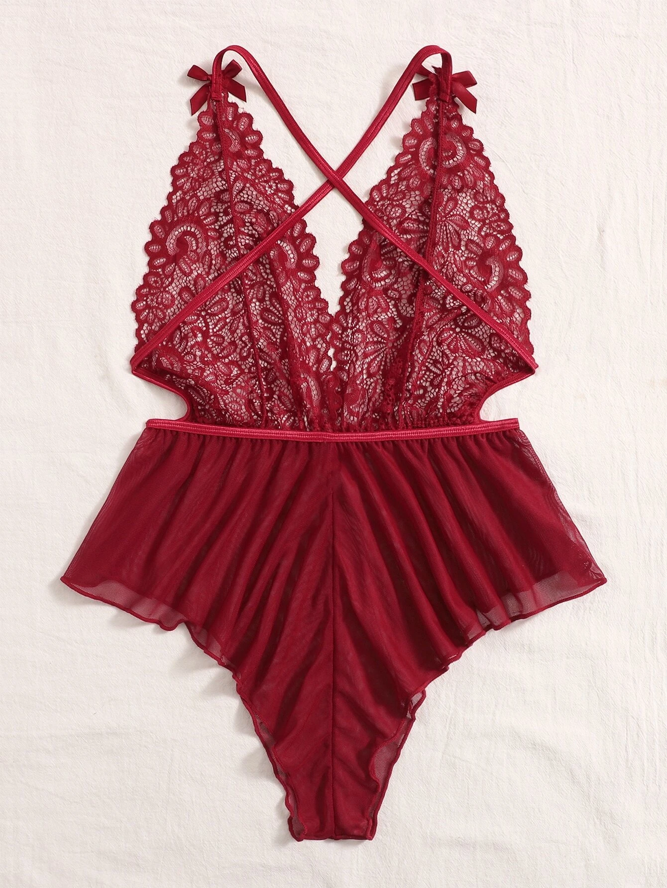 body de lingerie en dentelle croisé – Image 3
