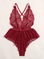 body de lingerie en dentelle croisé