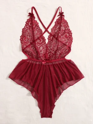 body de lingerie en dentelle croisé