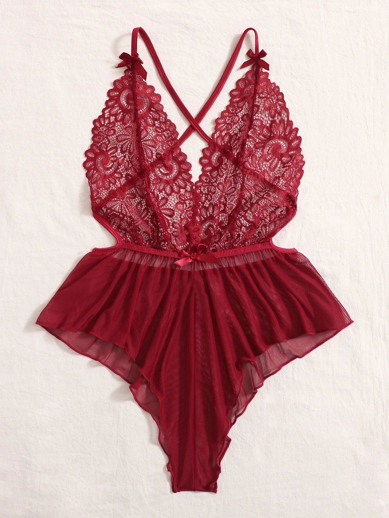 body de lingerie en dentelle croisé