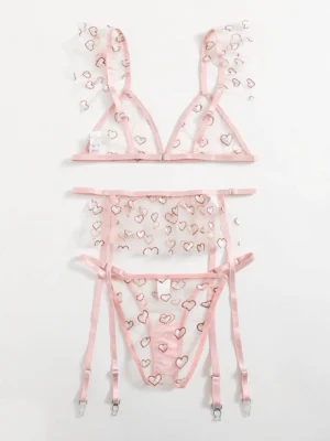 ensemble de lingerie à motif cœur