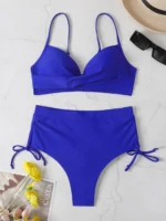 bikini unicolore push-up taille haute