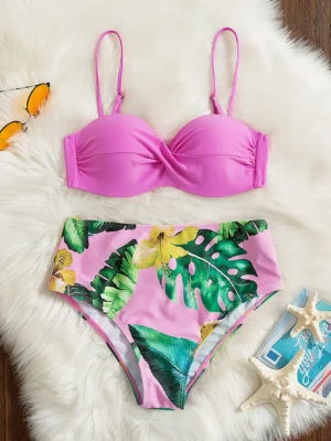 bikini push-up à imprimé tropical