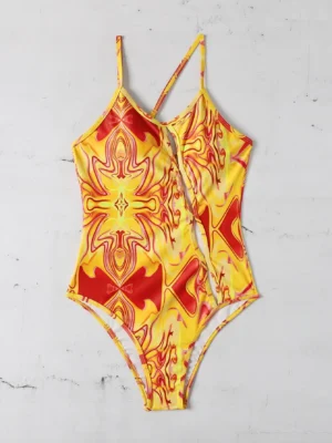 maillot de bain une pièce à motif fluide abstrait asymétrique