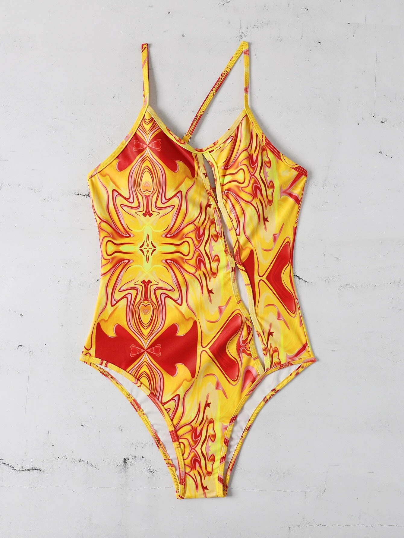 maillot de bain une pièce à motif fluide abstrait asymétrique