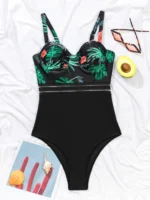 maillot de bain une pièce push-up à imprimé tropical en maille