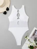 maillot de bain une pièce rond ajouré avec tulle