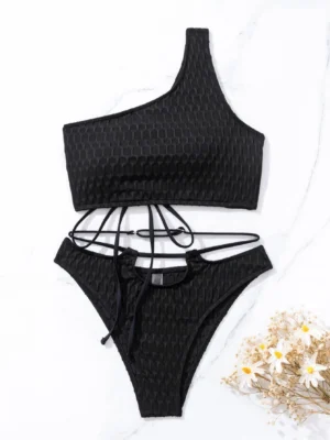 bikini à lacets asymétrique
