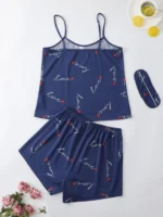 pyjama avec imprimé & masque de sommeil