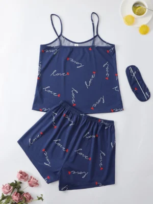 pyjama avec imprimé & masque de sommeil