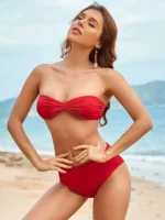 bikini bandeau côtelé
