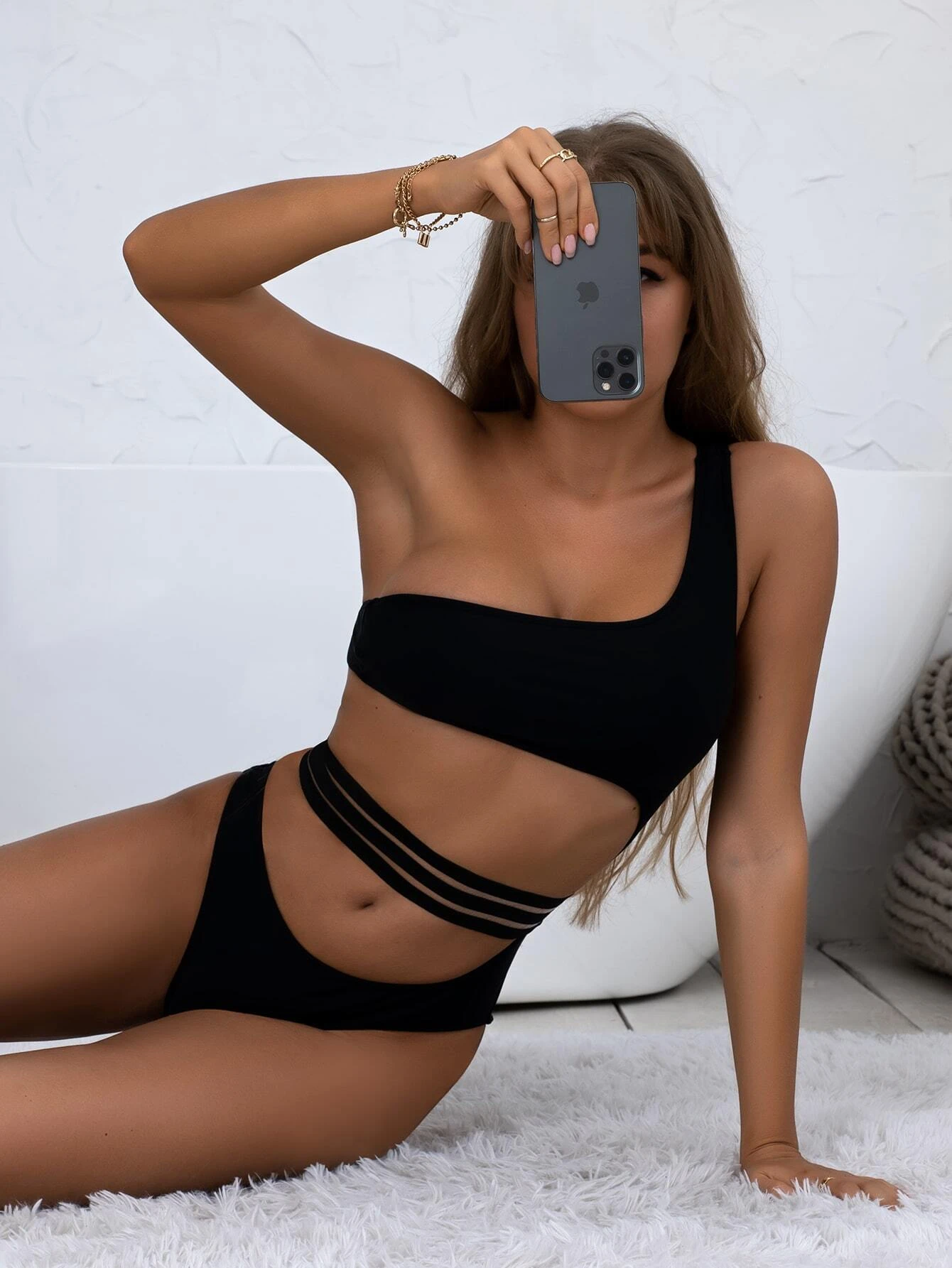 maillot de bain une pièce asymétrique avec découpe – Image 5