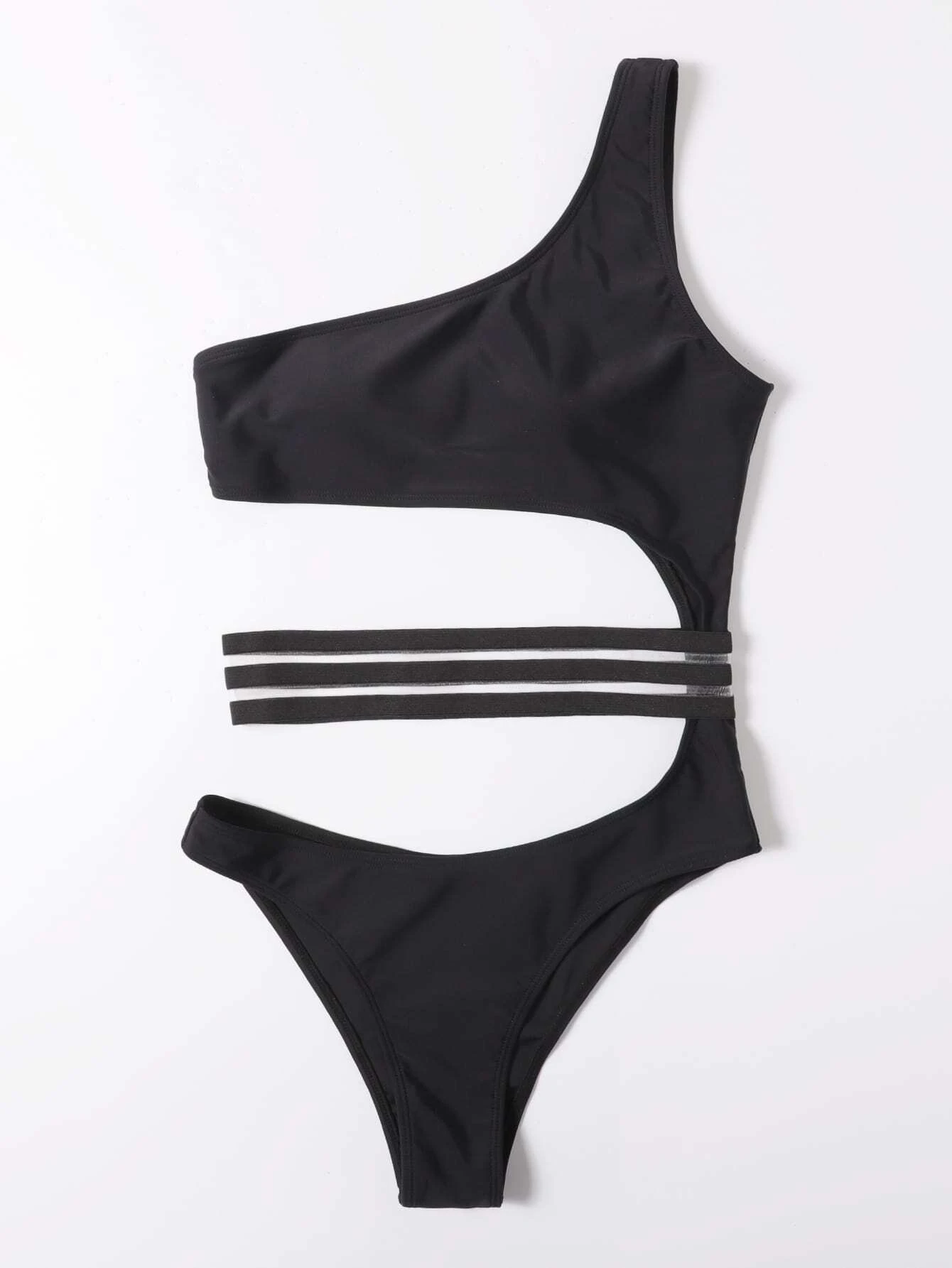 maillot de bain une pièce asymétrique avec découpe – Image 3