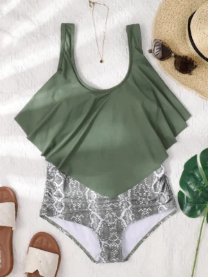 bikini à imprimé python à ruché
