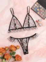 ensemble de lingerie fleuri à tulle