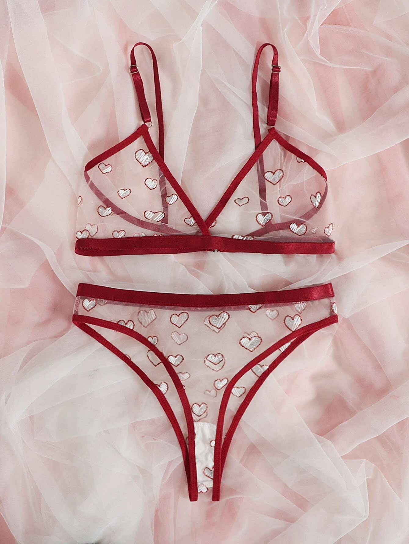 ensemble de lingerie rouge foncé – Image 6