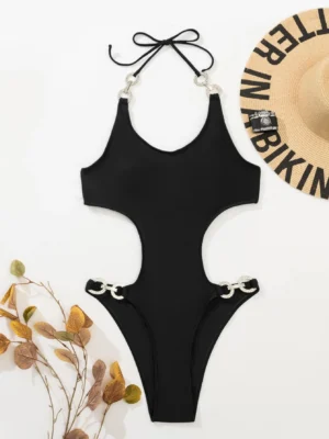 maillot de bain une pièce découpe ras-du-cou