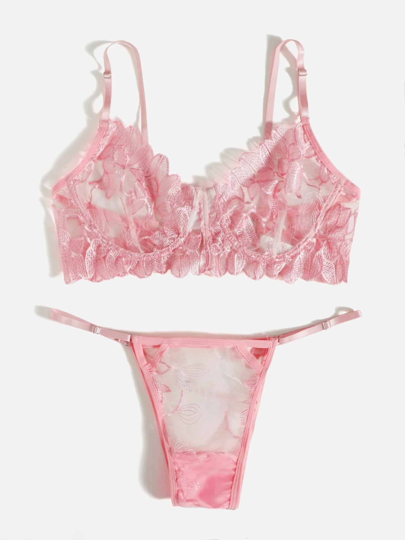 ensemble de lingerie à tulle brodé – Image 2