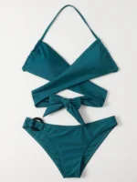 bikini ras-du-cou croisé à anneau