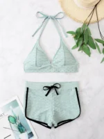 bikini ras-du-cou à broderie anglaise