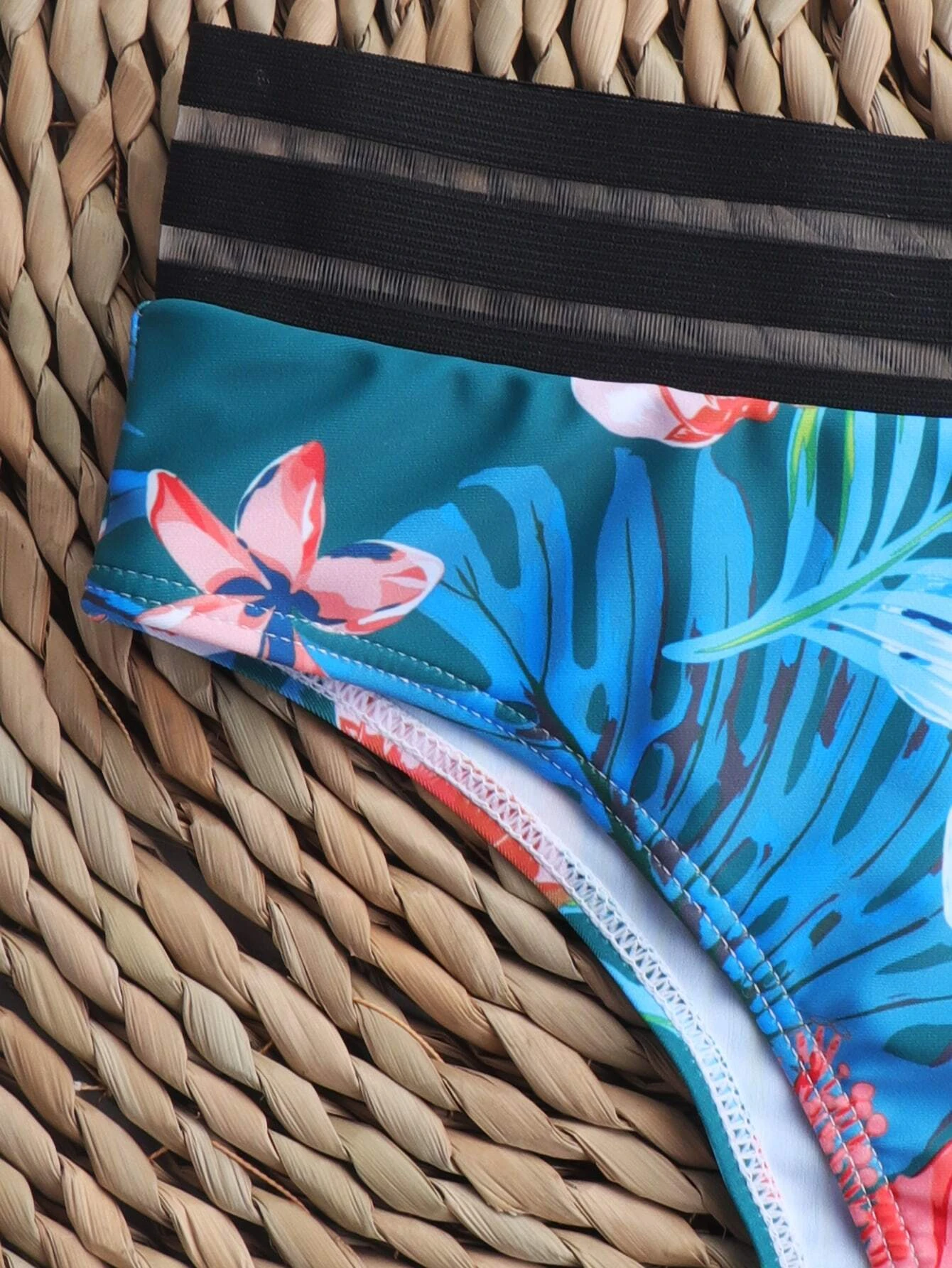 maillot de bain bikini en maille contrastante à imprimé floral – Image 5