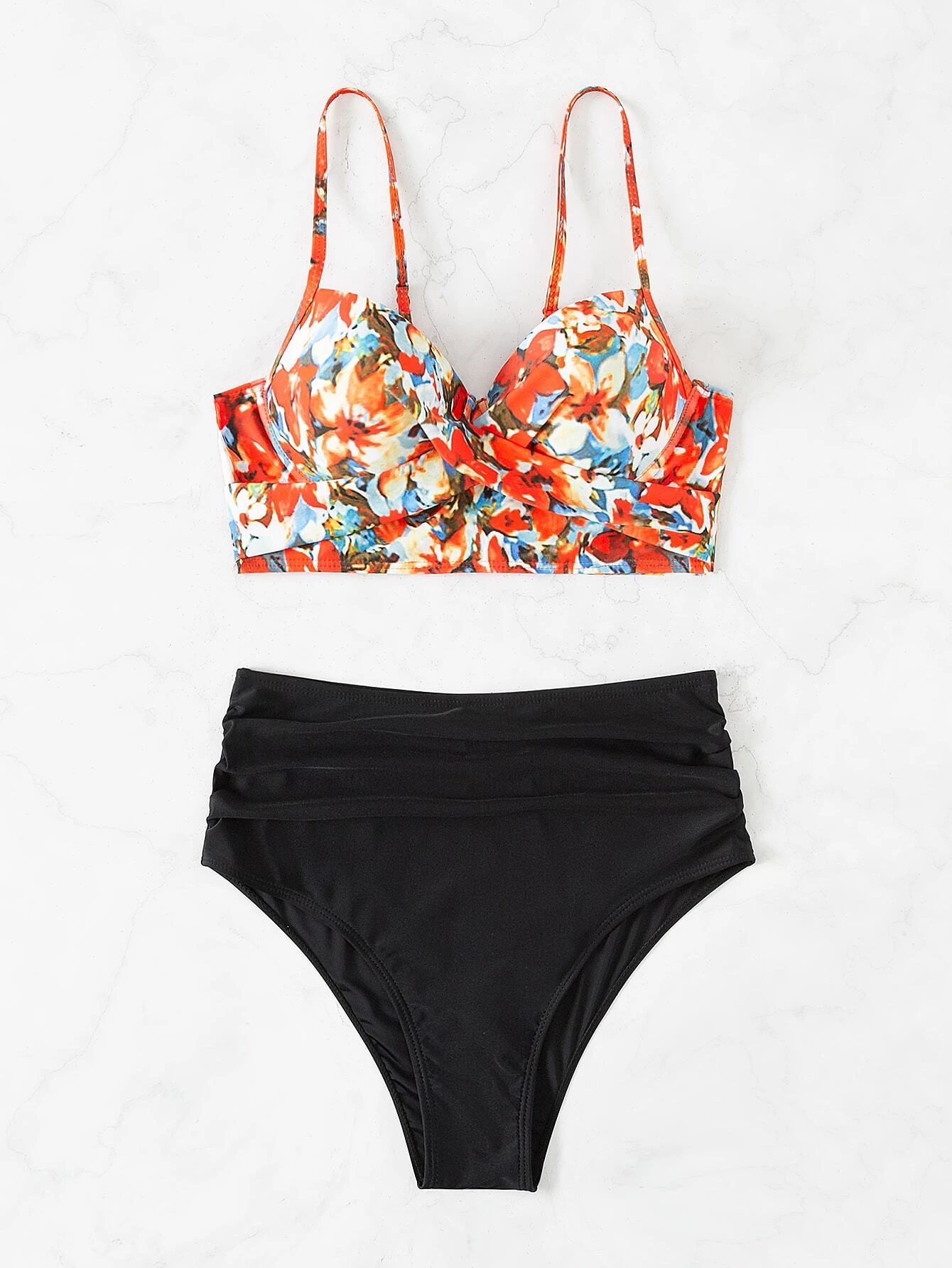 bikini push-up à imprimé torsadé à ruché – Image 3