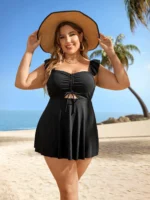 bikini à cordon découpe à volants taille haute