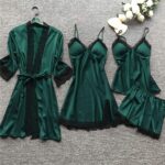 set 4 pièces femme satin et dentelle
