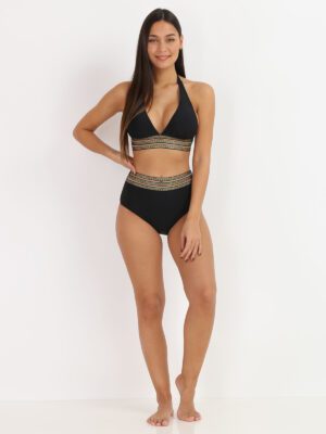 haut de bikini ras-du-cou à motif chaîne à nœud