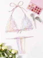 Ensemble de lingerie dégradé en tulle transparent