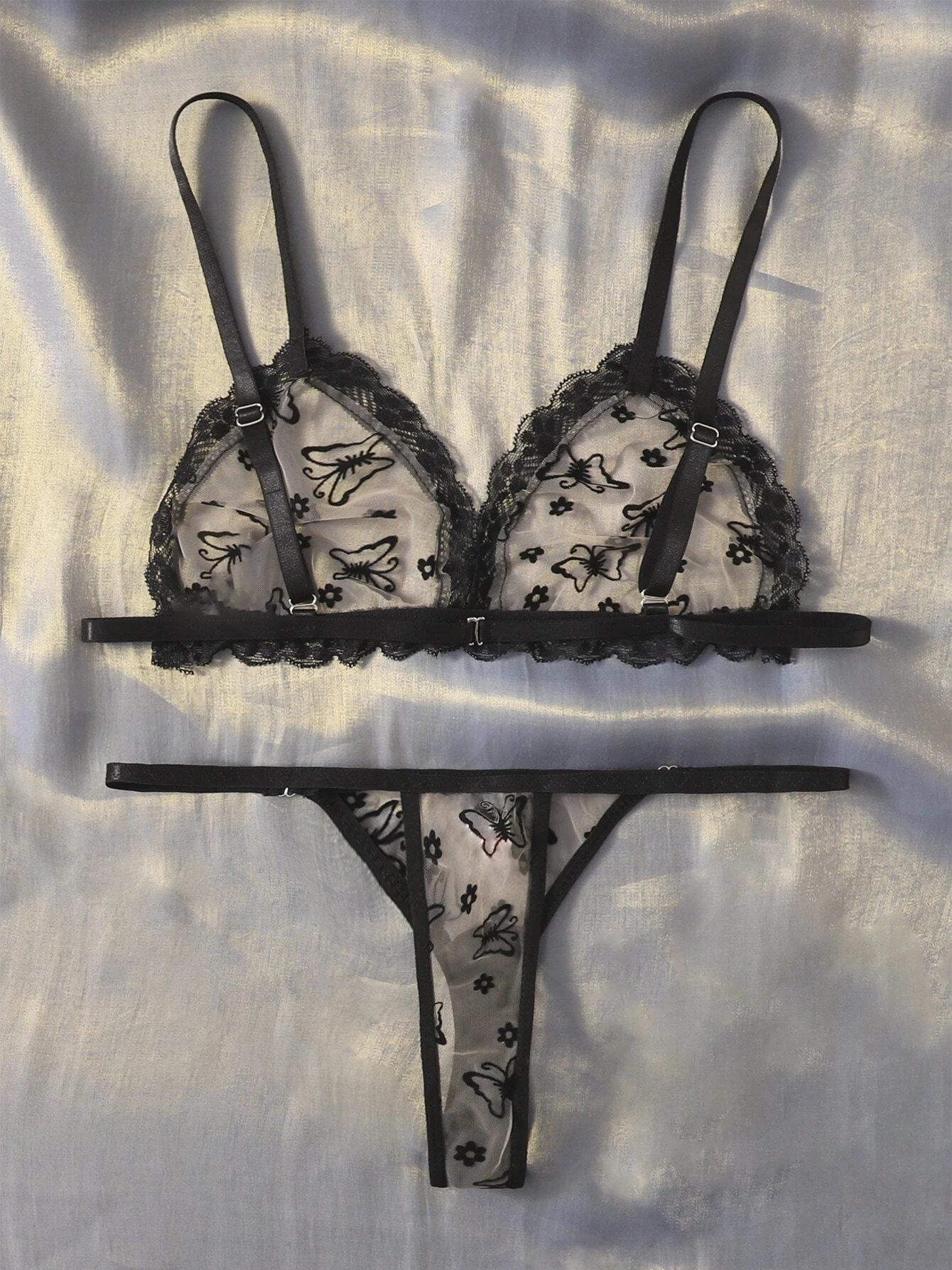 Ensemble de lingerie à broderie en tulle en dentelle – Image 2