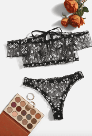 Ensemble de Lingerie Motif Daisy en Maille