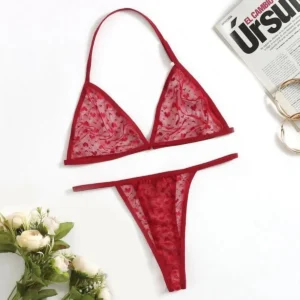 Ensemble de lingerie sexy en tulle avec ras du cou