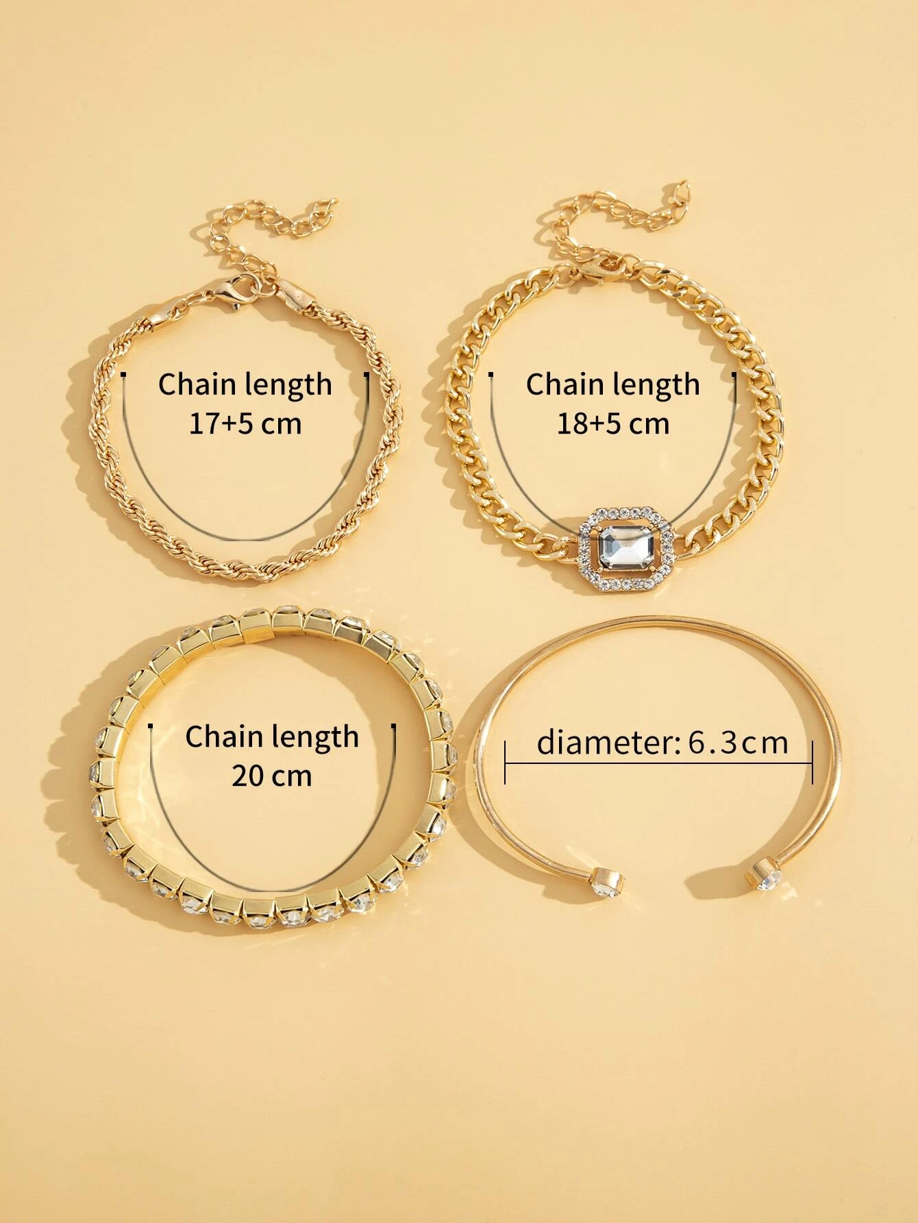 4 pièces Bracelet avec strass – Image 2