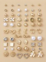 30 paires Clous d'oreilles avec strass