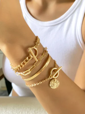 4 pièces/set Bracelet À Breloque Disque À Boucle Ot