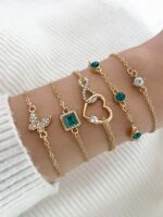 5 pièces set Bracelet À Strass Papillon Et Cœur