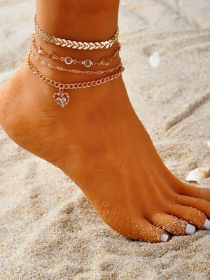 4 pièces Avec Strass Bracelet Cuivre Bijou