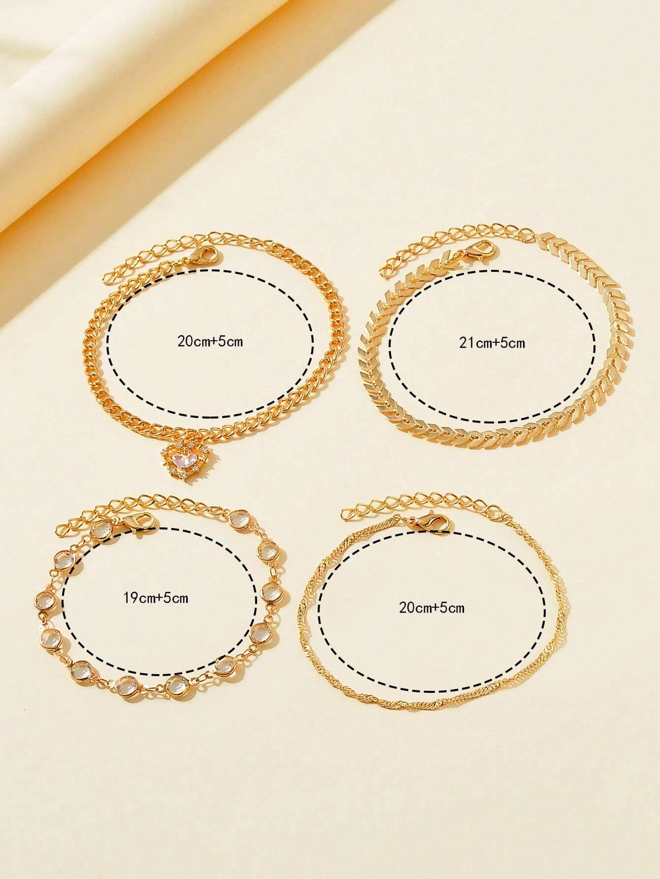 4 pièces Avec Strass Bracelet Cuivre Bijou – Image 2