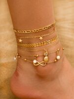 5 pièces set Bracelet De Cheville Coquille & À Breloque Étoile