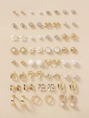 30 paires Boucles d'oreilles à design fleur et arbre