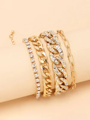 4 pièces Bracelet avec strass