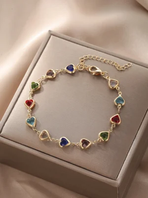 Bracelet à strass à détail cœur
