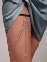 Chaîne à cuisse à breloque lune et cœur