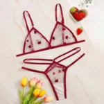 Ensemble de lingerie transparent avec tulle brodée