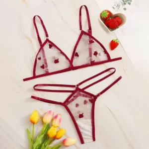 Ensemble de lingerie transparent avec tulle brodée