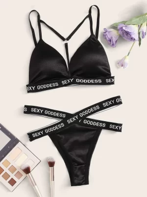 Ensemble de lingerie à imprimé lettres
